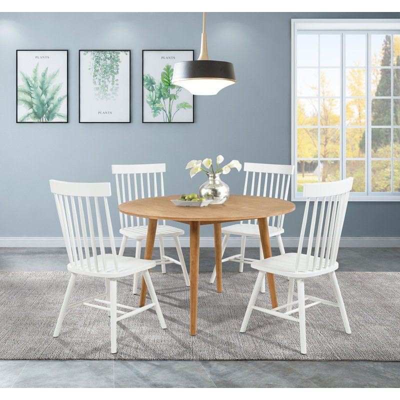 Ensemble de table de salle à manger 5 pièces Elissa, Blanc, H 30,25 po x l 48 po x P 48 po