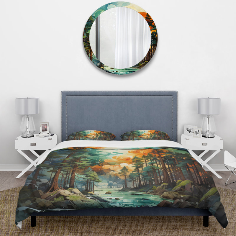 Ensemble de housse de couette en microfibre / polyester Redwood Tree Symphony Of Green Forest