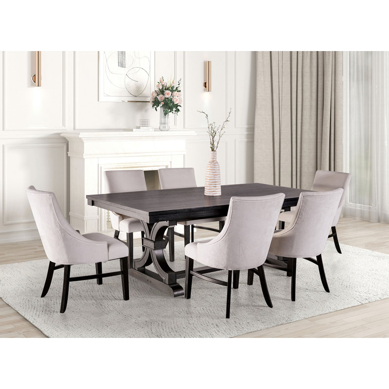 78" W Transitional Dining Table, Black