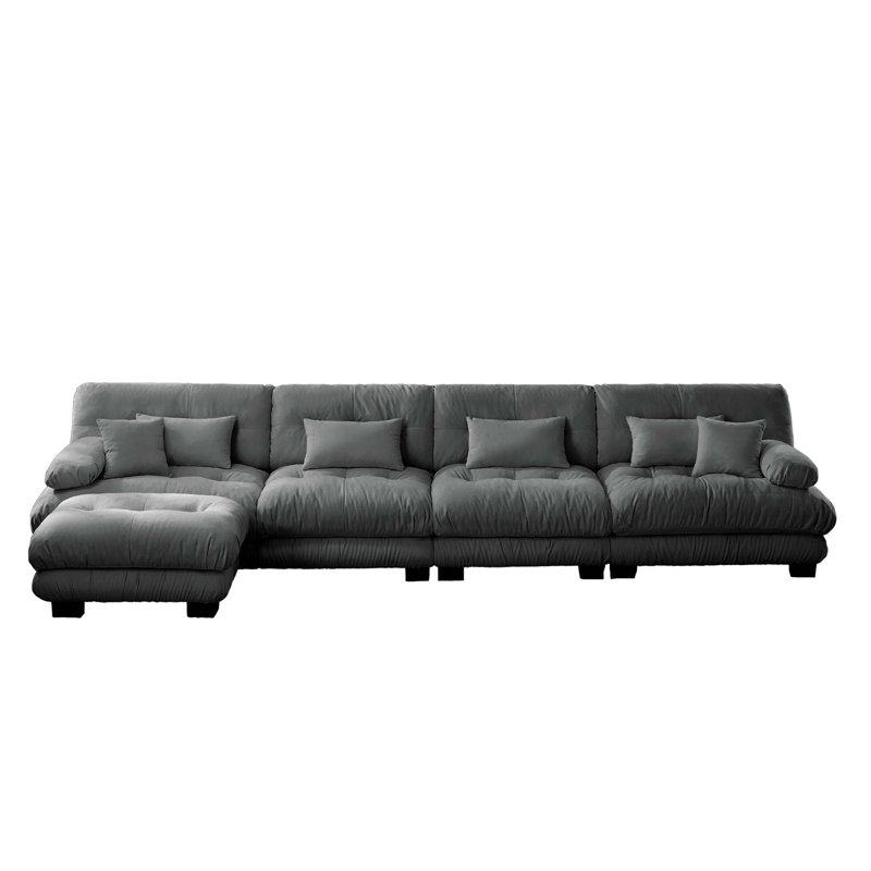 Free Combination, Modular Sectional Sofa,L Shaped Couch For Living Room, 4-Seater Comfy Cloud Couch With Convertible Ottoman, Chenille