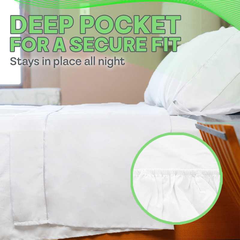 Ultra Soft Bamboo Sheet Set - 4 Pc Set - Wrinkle Resistant - Cooling Sheets with Deep Pockets, White