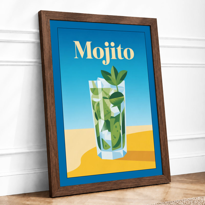 Mojito Summer Retro - Framed Print, Walnut, A3 - 42.0 x 29.7 cm