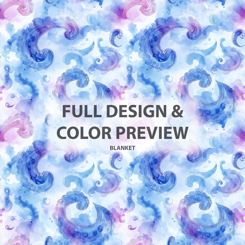 Napperon bleu et mauve à motif cachemire moelleux, jeté en peluche douillet