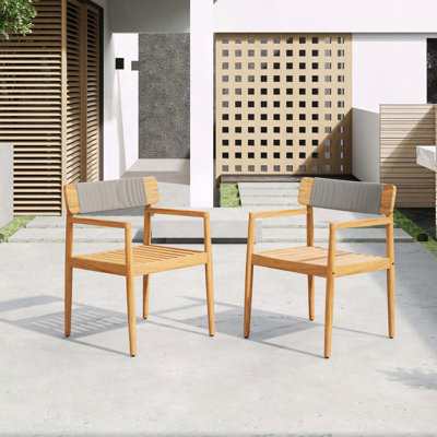 Ensemble de chaises de salle à manger en bois tressé avec accoudoirs