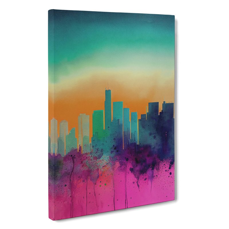Paint Drip City Skyline No.4 Abstract - Wrapped Canvas Print, 50cm H x 35cm W x 3cm D
