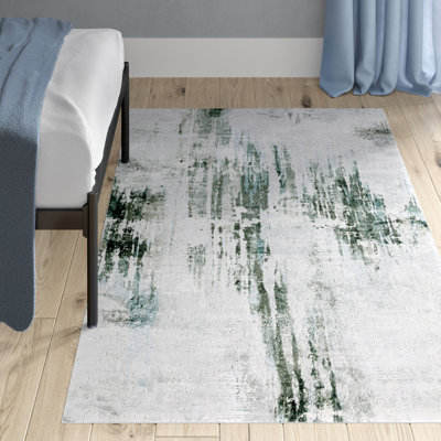 Tapis gris / bleu sarcelle antidérapant Matney