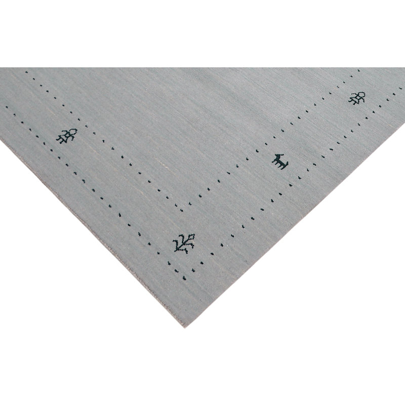Tapis abstrait en laine bleu clair Gabbeh Walker 4 pi x 6 pi