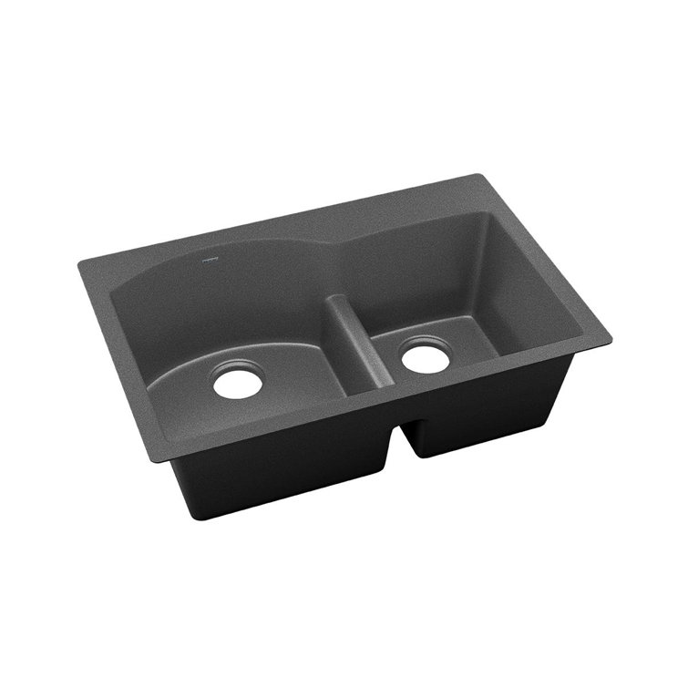 Quartz Luxe 33" L x 22" W Double Basin Drop-In Kitchen Sink with Aqua Divide