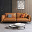 Causeuse coussin orange en cuir véritable-1901136110