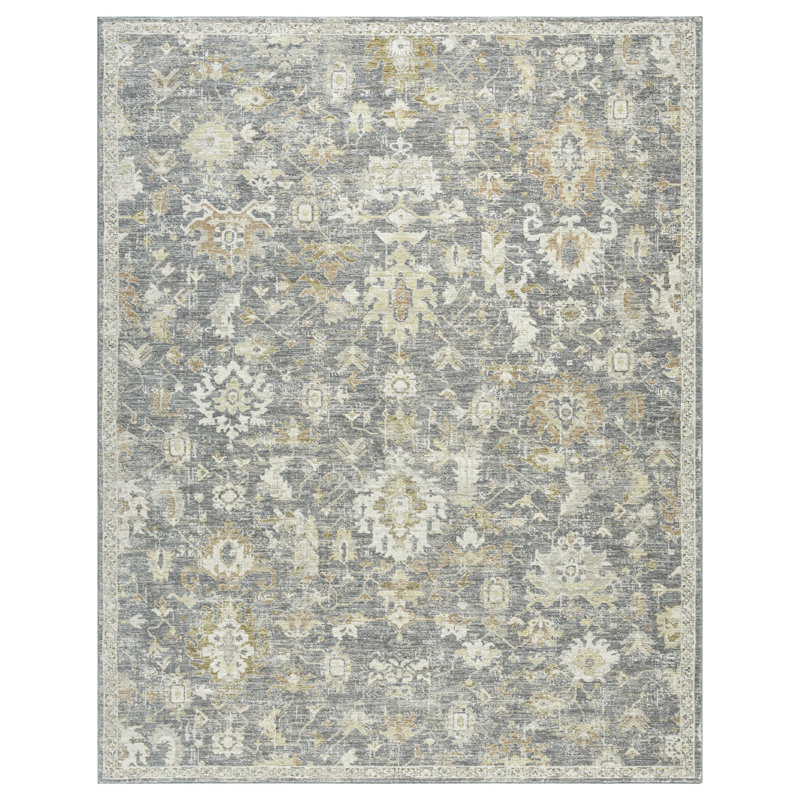 Fortuna Traditional Floral Filigree Performance Woven Indoor Area Rug, 7'9" x 10'