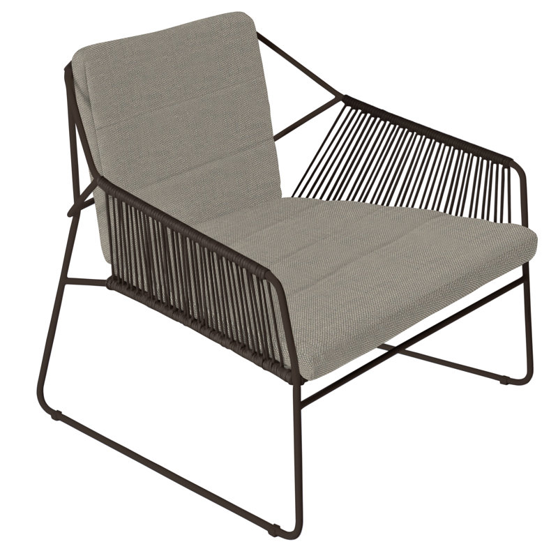 Sandur Outdoor Lounge Chair , Sunbrella® Cushions Included, Anthracite Rope/Anthracite Frame, Lantern Slate