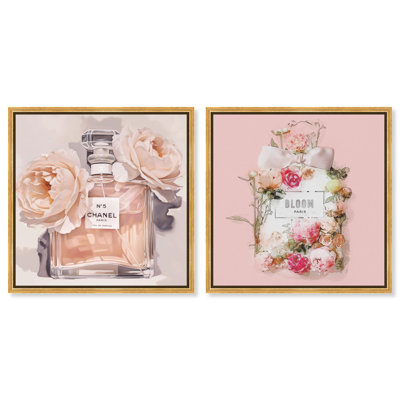 «Blush Pink Whimsy Glam Art», ensemble de 2 impressions sur toile par 