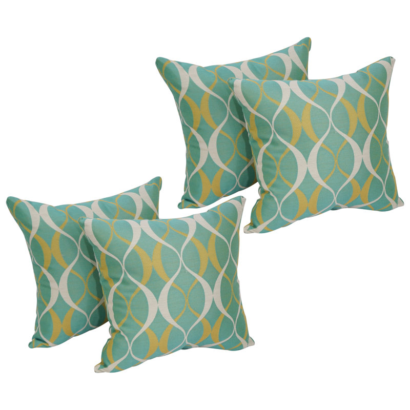 Housse et insert de coussin carré extérieur Premium Premium Jacquard, Bleu sarcelle
