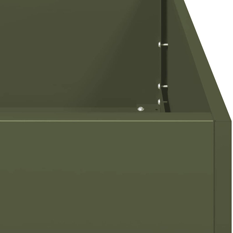 Planter 40 Cm Steel, 40cm H x 360cm W x 80cm D, Olive Green