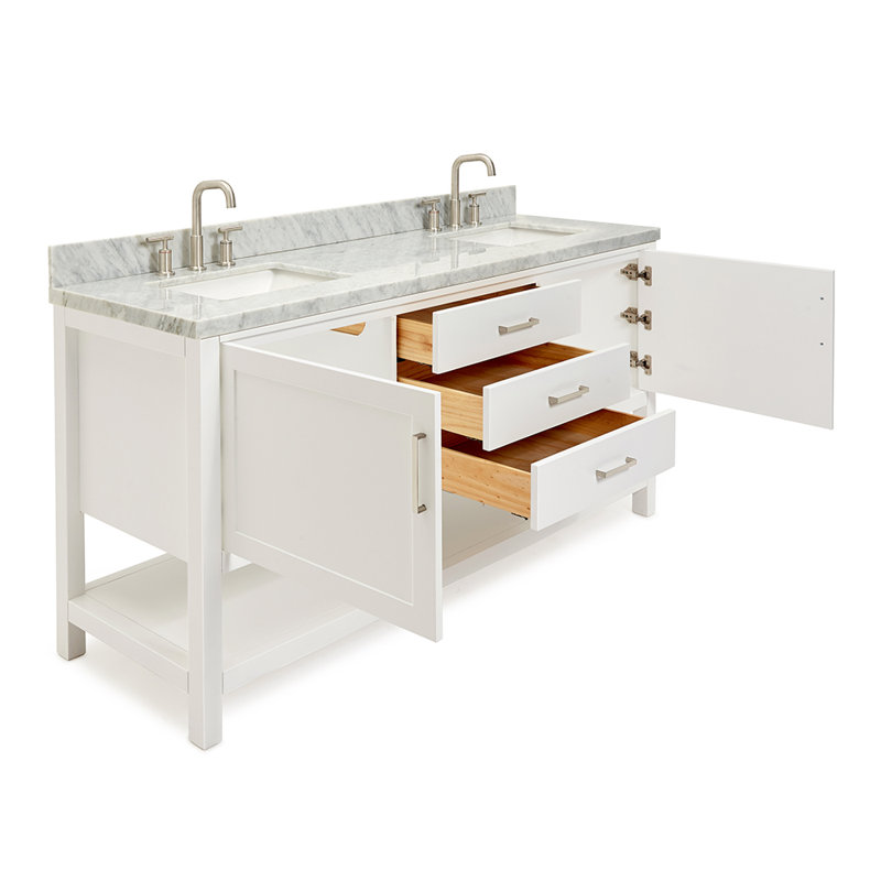Bayhill 73'' W Double Vanity, Rectangular, White