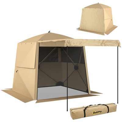 Pop Up Gazebo Waterproof Instant Shelter with Awning Mesh Windows 2 x 2 m