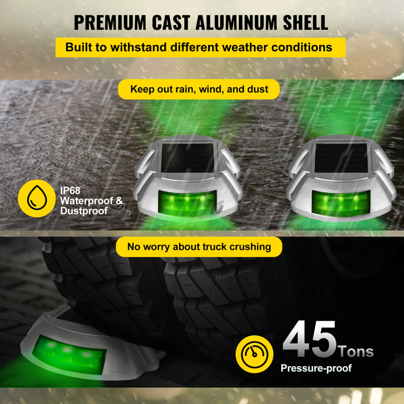 Green LED Solar Powered Aluminum Pathway Light Pack