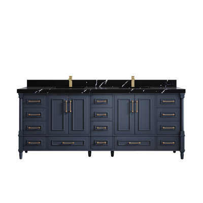 Aberdeen 84'' Double Bathroom Vanity with Quartz Top
