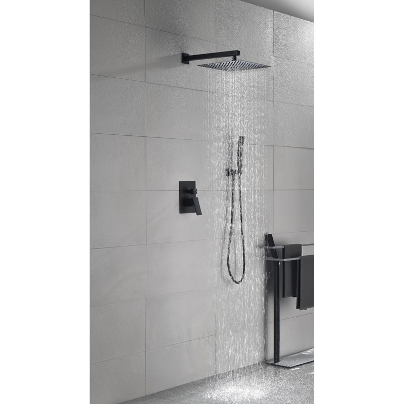 Pomme de douche murale noire matte de 12 po - Buse autonettoyante pour une sortie d'eau douce Laiton conforme à la norme American