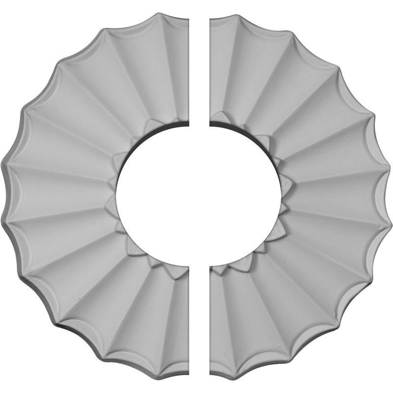 Endurathane Shakuras Ceiling Medallion, 9"OD x 3 1/2"ID x 1 3/8"P (Fits Canopies up to 3 1/2"), Two Piece, Factory Primed