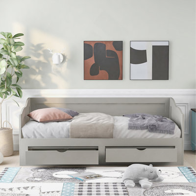 Wooden Daybed With Trundle Bed And Two Storage Drawers , Extendable Bed Daybed,Sofa Bed With Two Drawers