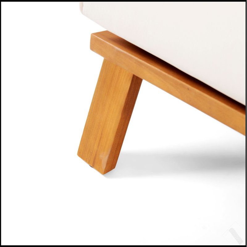 Modern Adirondack Club Chair – Acacia Wood With Cushion – Weather-Resistant, Horizontal Slats, Beige