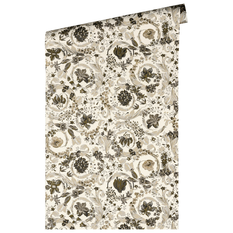Versace Butterscotch Empress Unpasted Vinyl Wallpaper, Cream/Silver/Gray/Brown