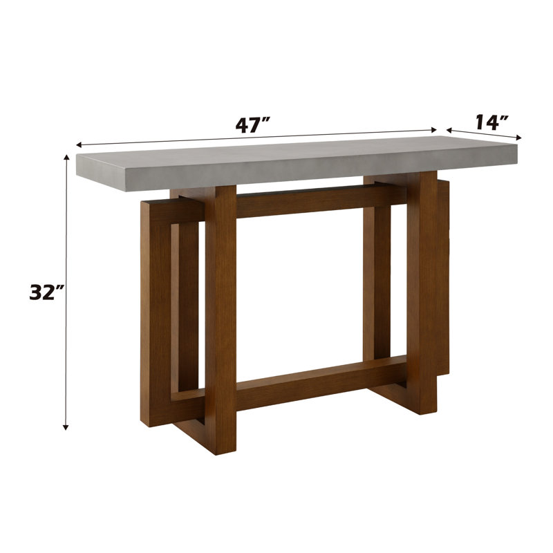 Table de balcon en faux béton et plateau en noyer