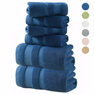 6-Piece Towel Set With 2 Bath 2 Hand 2 Washcloths,Soft & Absorbent 380GSM Cotton