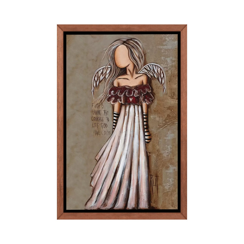 Courage - impression d'art graphique, H 26 po x l 18 po x 1,5 po, Toile avec cadre en bois brun