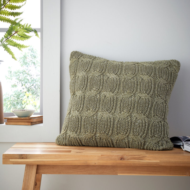 Chunky Marl Knit Cosy Cushion Cover, Green
