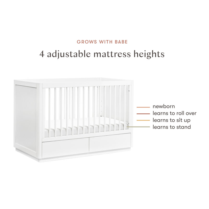 Bento 3-in-1 Convertible Crib with Storage, White