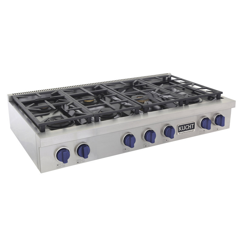 48" 7 Burner Cooktop, Liquid Propane, Royal Blue