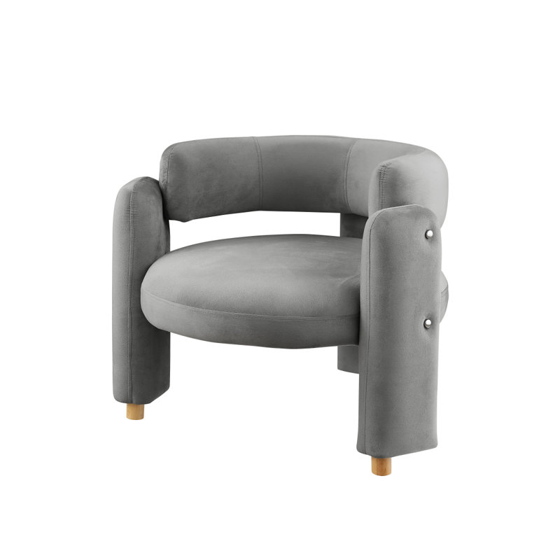 Fauteuil d'appoint rembourré en tissu Chetanna, Grey Fabric