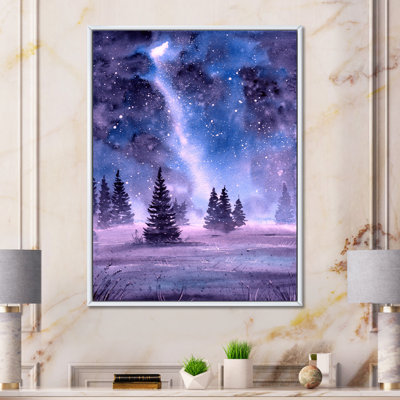 " Starry Night Landscape With Fir Trees "
