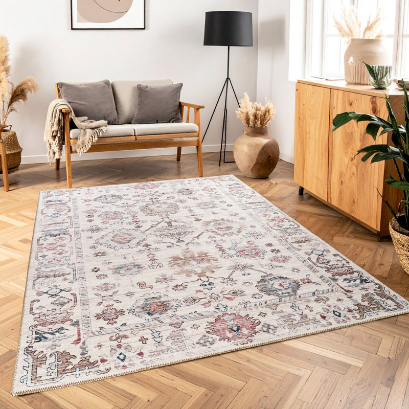 Tapis multi-usages de 160 x 210 cm, design classique, pour la maison, 100 % coton, épaisseur de velours de 0,7 cm, sans danger pour les animaux, confort durable, résistant aux taches, hauteur de velours