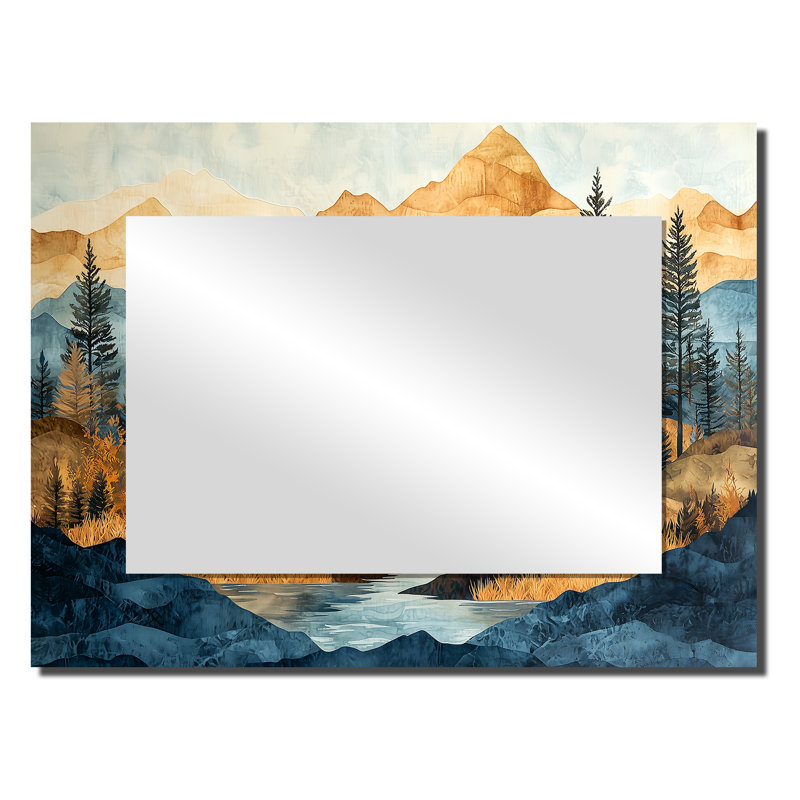 Majestic Natures Layers Of Mountains II - Miroir d'appoint mural Landscape Mountains - imprimé sur métal, 24 po x 32 po