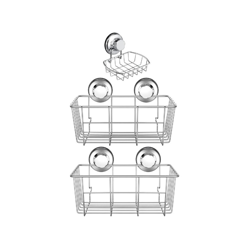 3in1 Strong Suction Cup Deep Shower Caddy Bath Organizer Wall Shelf Soap Dish Soap Holder 3 Pack