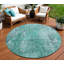 Tapis d'extérieur rond 8 pi bleu sarcelle bleu vert et gris