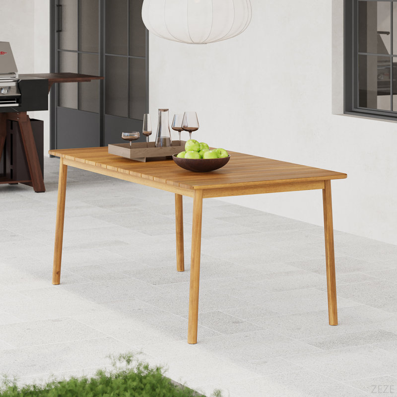 Table de salle à manger d'extérieur en bois d'acacia de 67 po Visola