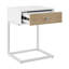 Table de bout en acier et bois blanc et naturel de 25 po avec tiroir et port USB