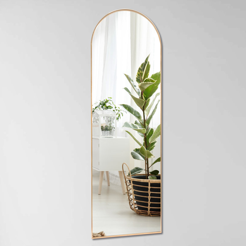 Metal Flat Mirror, 62.37" x 19.37", Gold