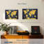 «World Map Gold Compass World Map», reproduction sur toile 3 pièces par HustleBroIllustrations-93058174