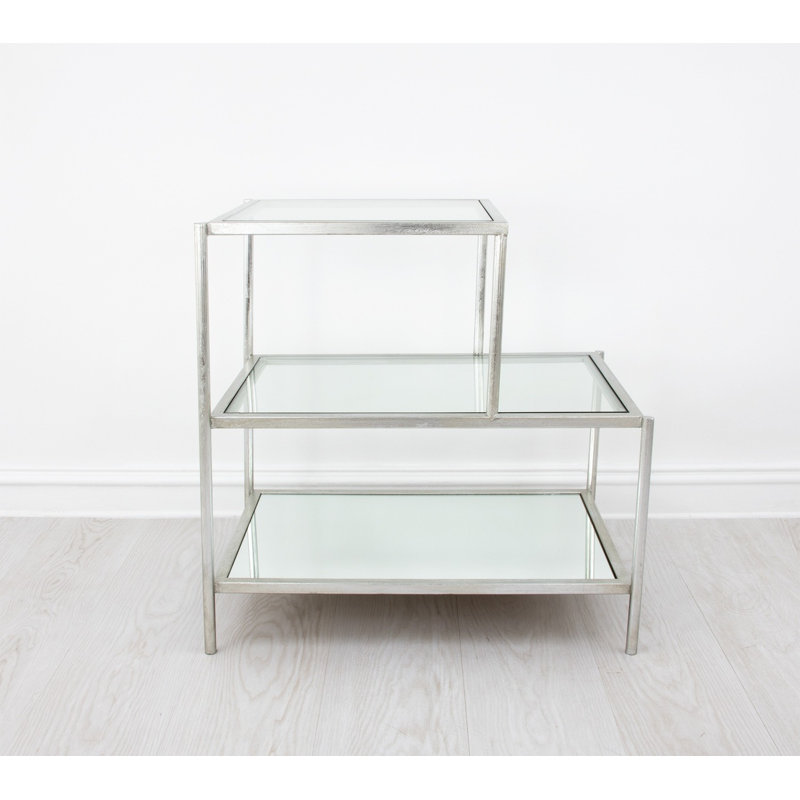 Hanna End Table, Antiqued Silver Leaf