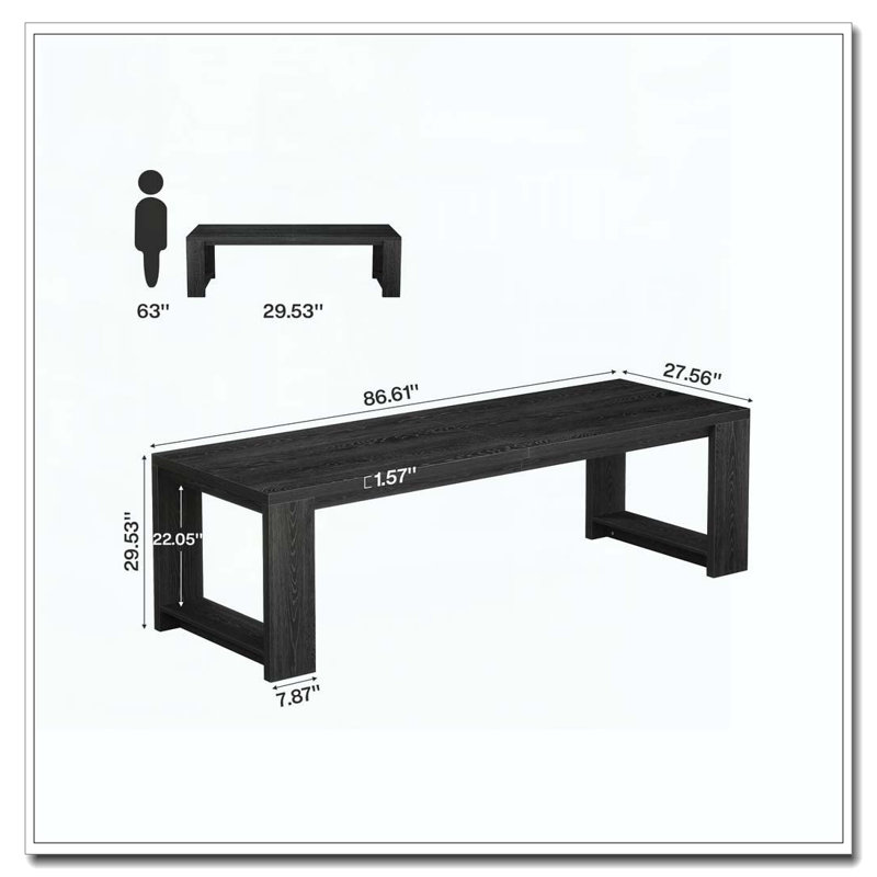 Elegant Kitchen Table,Extra-LongDining Table, Black