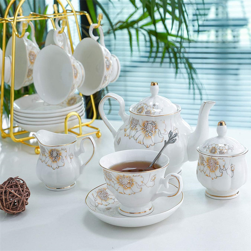 DNGJU 30.7oz. Floral Teapot Set