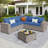 5 - Person Patio Furniture Set , Outdoor Wicker Rattan Sectional Seating Group with Cushions, All Weather Sofa Conversation Set with Table for Garden Backyard-398812422