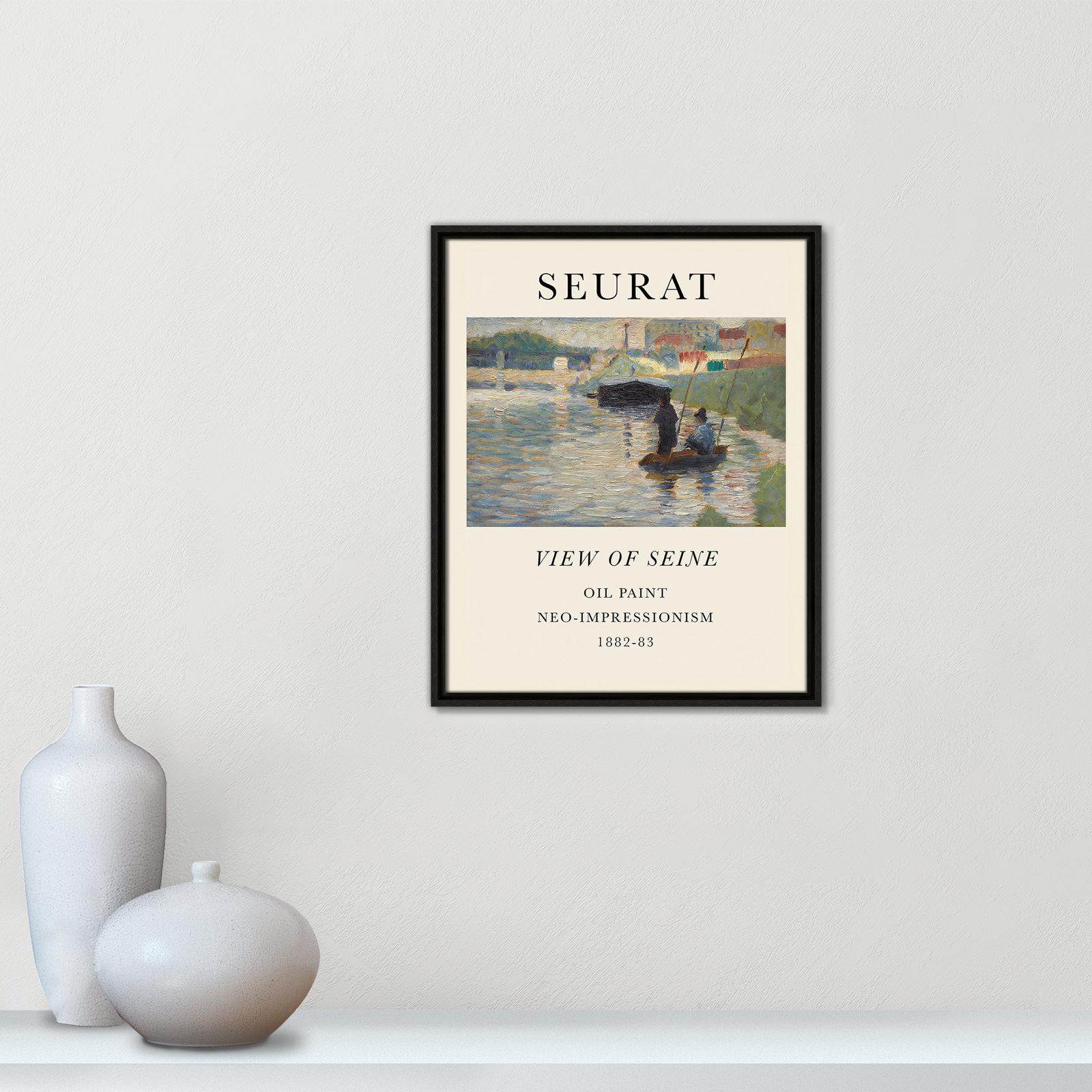 Old Masters Collection "View of Seine" Print, Espresso Floater Frame, No, 21.5" H x 17.5" W x 2" D