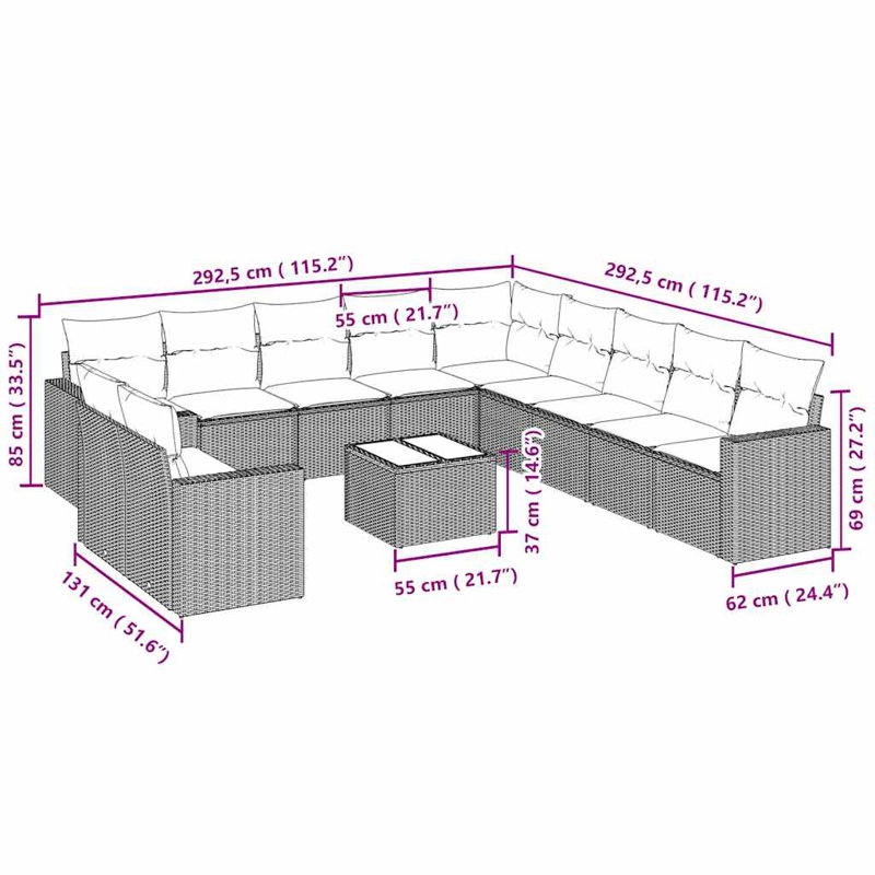  Garden Sofa Set Light Grey, Dark Grey