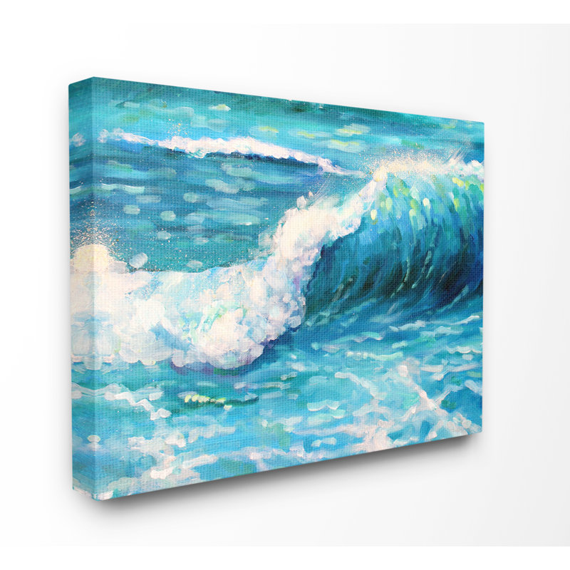 « brillante blue blue », reproduction de mer avec peinture boho studio, H 16 po x l 20 po x P 1,5 po, Toile tendue
